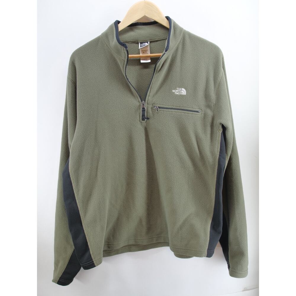North Face Sweater Adult Green Black Outdoors Fleece Sweatshirt‎ Mens XL